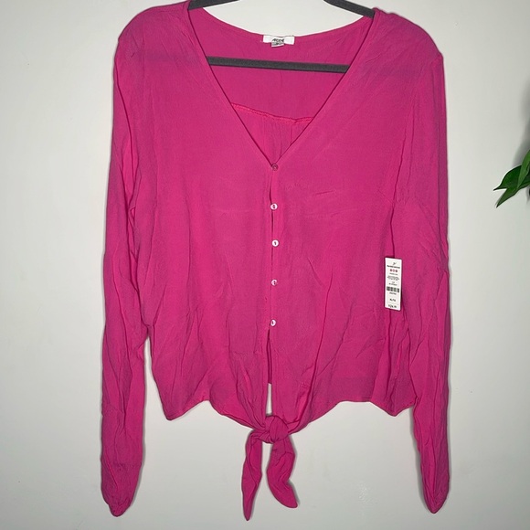 Ardene Vee Neck Front Tie Blouse - Picture 1 of 8